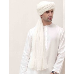 ZGMT1005 Off White Turban with Long Tail ZGMT1005 Off White Turban with Long Tail