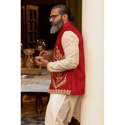 ZGMW1042 Persian Red Cotton Waistcoat