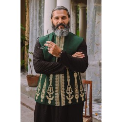 ZGMW1043 British Racing Green Raw Silk Waistcoat