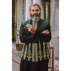 ZGMW1043 British Racing Green Raw Silk Waistcoat