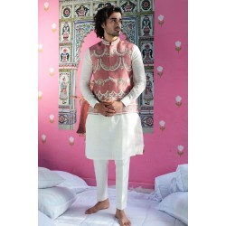 ZGMW1047 Shimmering Blush Cotton Waistcoat