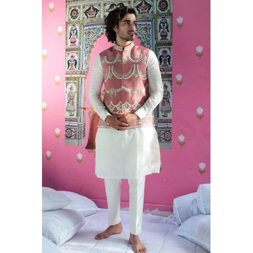 ZGMW1047 Shimmering Blush Cotton Waistcoat ZGMW1047 Shimmering Blush Cotton Waistcoat