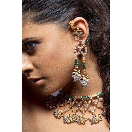 ZGJ1001 925 Sterling Silver Emerald Party Set