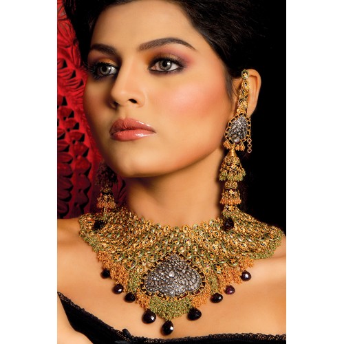 ZGJ1013 925 Sterling Silver Garnet Necklace and Jhumki ZGJ1013 925 Sterling Silver Garnet Necklace and Jhumki