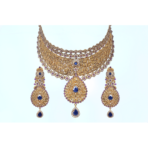 ZGJ1035 925 Sterling Silver Sapphire Necklace and Earrings ZGJ1035 925 Sterling Silver Sapphire Necklace and Earrings