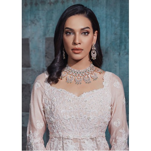 ZGJ1044 925 Sterling Silver Emerald Necklace and Chandbali Earrings