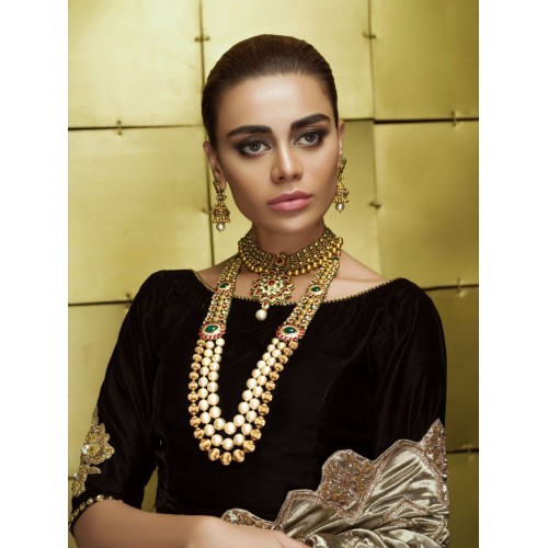 ZGJ1067 925 Sterling Silver Ruby Jhumki and Necklace