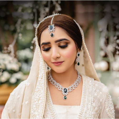 ZGJ1088 925 Sterling Silver Emerald Party Set