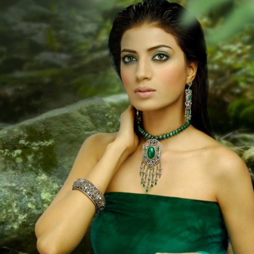 ZGJ1152 925 Sterling Silver Emerald Party Set