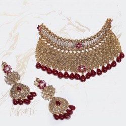 ZGJ1154 925 Sterling Silver Ruby Necklace and Earrings