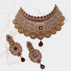 ZGJ1156 925 Sterling Silver Ruby Necklace and Earrings