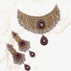 ZGJ1157 925 Sterling Silver Garnet Necklace and Earrings