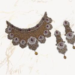 ZGJ1159 925 Sterling Silver Garnet Necklace and Earrings