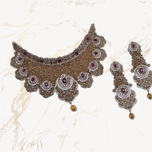 ZGJ1159 925 Sterling Silver Garnet Necklace and Earrings