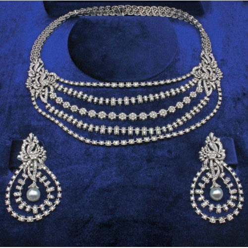 ZGJ1167 925 Sterling Silver Pearl Necklace and Earrings