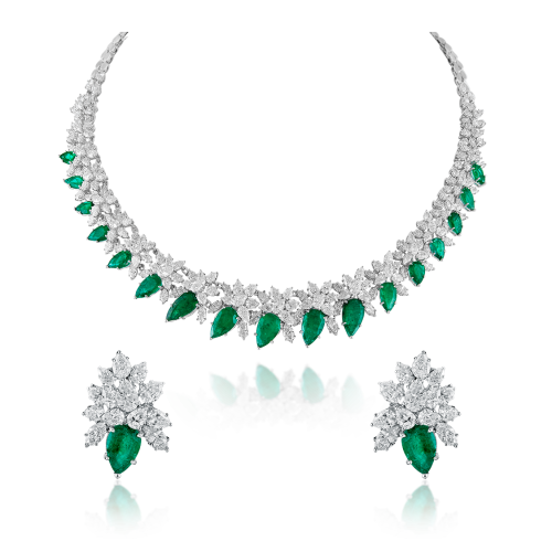 ZGJ1185 925 Sterling Silver Emerald Necklace and Earrings ZGJ1185 925 Sterling Silver Emerald Necklace and Earrings