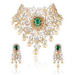 ZGJ1191 925 Sterling Silver Emerald Necklace and Earrings
