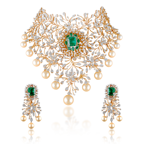 ZGJ1191 925 Sterling Silver Emerald Necklace and Earrings
