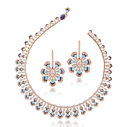 ZGJ1194 925 Sterling Silver Sapphire Necklace and Earrings