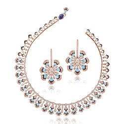 ZGJ1194 925 Sterling Silver Sapphire Necklace and Earrings