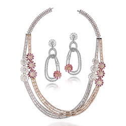 ZGJ1195 925 Sterling Silver Garnet Necklace and Earrings