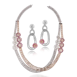 ZGJ1195 925 Sterling Silver Garnet Necklace and Earrings