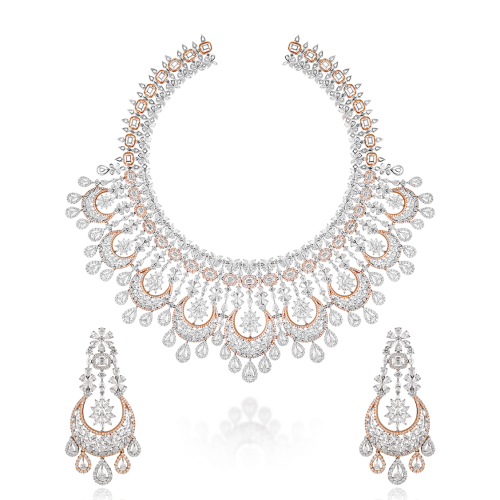 ZGJ1200 925 Sterling Silver Necklace and Chandbali Earrings