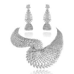 ZGJ1210 925 Sterling Silver Necklace and Jhumki Earrings