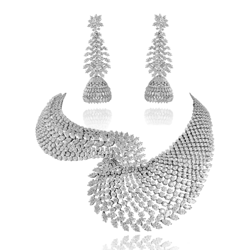 ZGJ1210 925 Sterling Silver Necklace and Jhumki Earrings