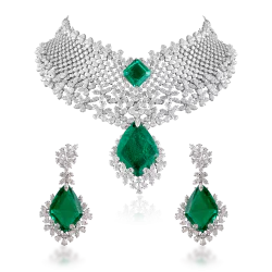 ZGJ1211 925 Sterling Silver Emerald Necklace and Earrings
