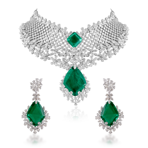 ZGJ1211 925 Sterling Silver Emerald Necklace and Earrings ZGJ1211 925 Sterling Silver Emerald Necklace and Earrings