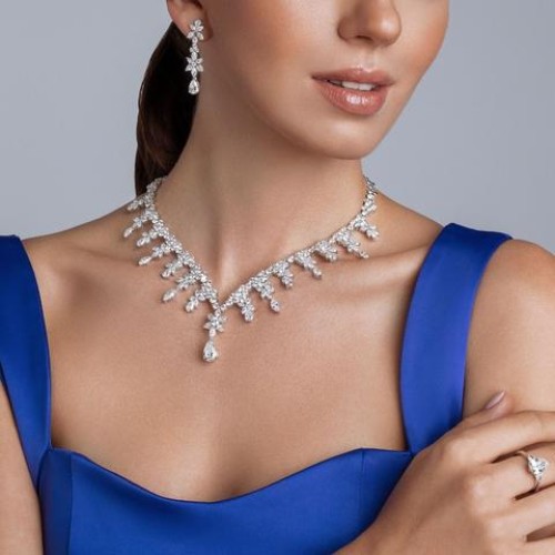 ZGJ1219 925 Sterling Silver Necklace and Earrings
