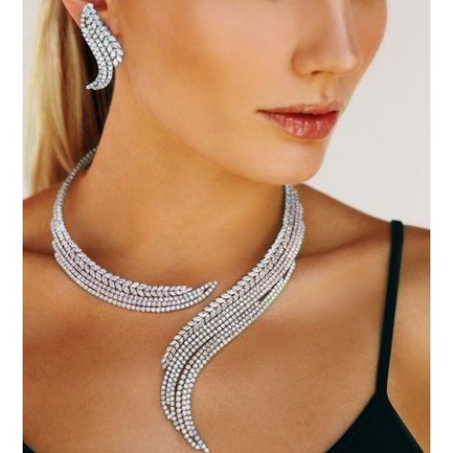 ZGJ1221 925 Sterling Silver Necklace and Earrings