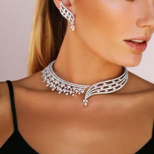 ZGJ1222 925 Sterling Silver Necklace and Earrings