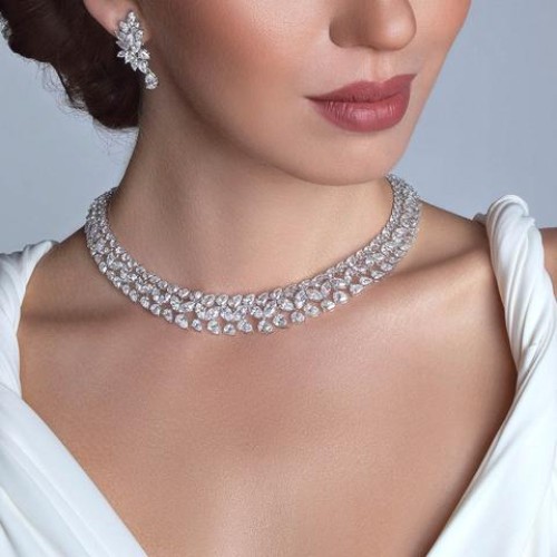 ZGJ1223 925 Sterling Silver Necklace and Earrings