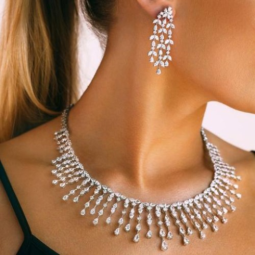 ZGJ1226 925 Sterling Silver Necklace and Earrings