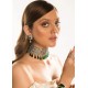 ZGJ1258 925 Sterling Silver Emerald and Pearl Choker and Earrings Set