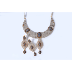 ZGJ1041 925 Sterling Silver Dark Indigo Necklace and Earrings ZGJ1041 925 Sterling Silver Dark Indigo Necklace and Earrings