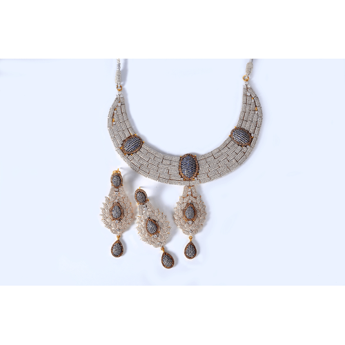 ZGJ1041 925 Sterling Silver Dark Indigo Necklace and Earrings ZGJ1041 925 Sterling Silver Dark Indigo Necklace and Earrings
