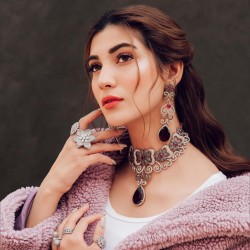 ZGJ1292 925 Sterling Silver Garnet Necklace and Earrings