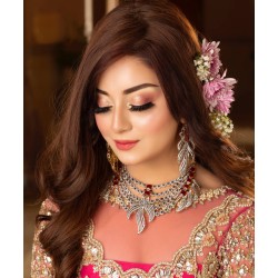 ZGJ1293 925 Sterling Silver Ruby Necklace and Earrings