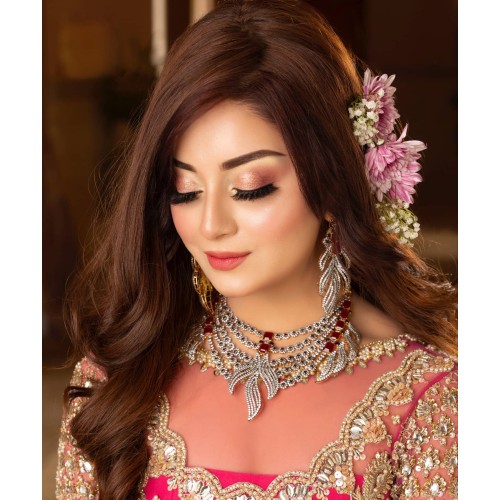 ZGJ1293 925 Sterling Silver Ruby Necklace and Earrings