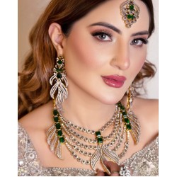 ZGJ1294 925 Sterling Silver Emerald Jewellery Set