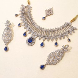ZGJ1298 925 Sterling Silver Dark Indigo Jewellery Set
