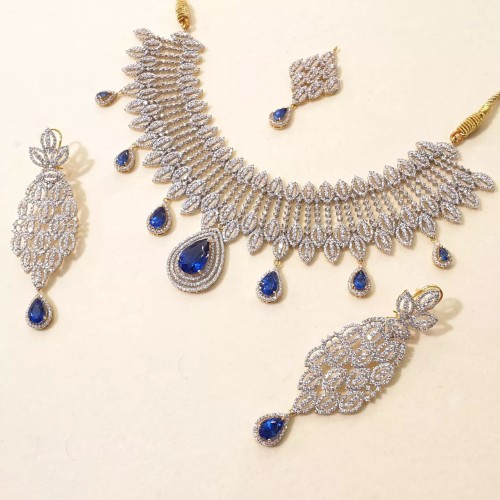 ZGJ1298 925 Sterling Silver Dark Indigo Jewellery Set