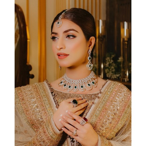 ZGJ1303 925 Sterling Silver Emerald Jewellery Set