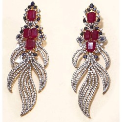 ZGJ1305 925 Sterling Silver Ruby Earrings