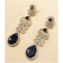 ZGJ1307 925 Sterling Silver Dark Indigo Earrings