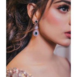 ZGJ1309 925 Sterling Silver Emerald Earrings