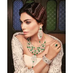 ZGJ1335 925 Sterling Silver Emerald Jewellery Set